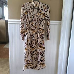 Boho Floral Mock Neck Midi